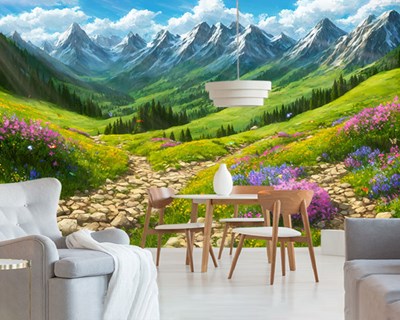 Groen landschap behang