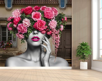 Bloemenkroon Modern Vrouw Afbeelding Behang 