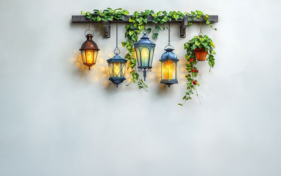 Slingerende hanglampen behang 