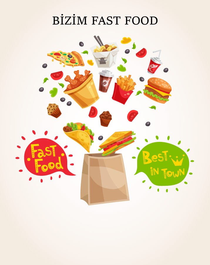 Fastfood-thema behang