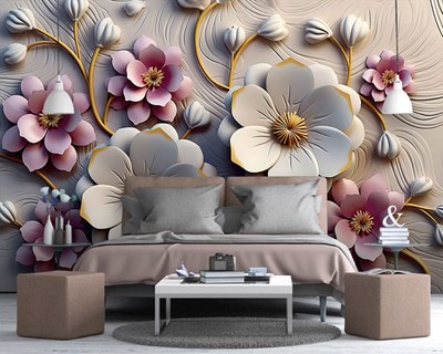 3D reliëf bloemenbehang 