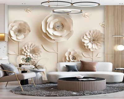 3D-behang met bloementhema 