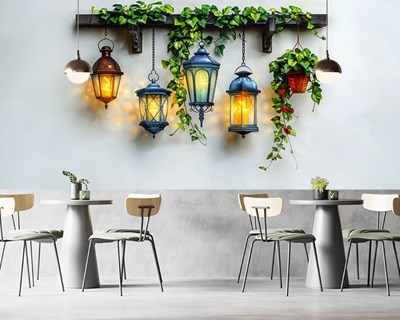 Slingerende hanglampen behang 