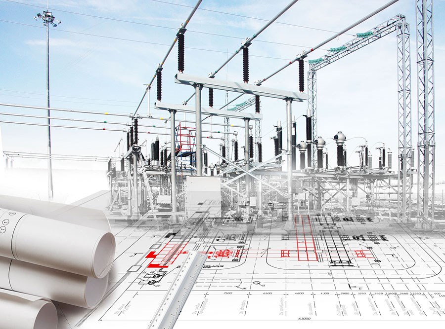 Elektriciteitstransformatorstation-thema behang 