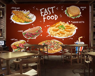 Fastfood-thema behang