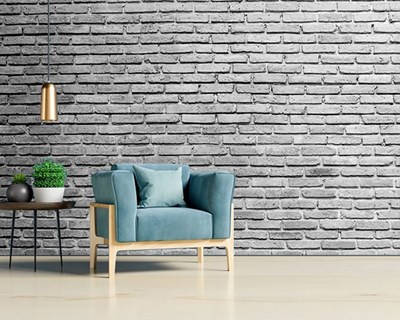 Grijze bakstenen muur-look behang 