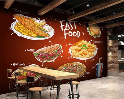 Fastfood-thema behang