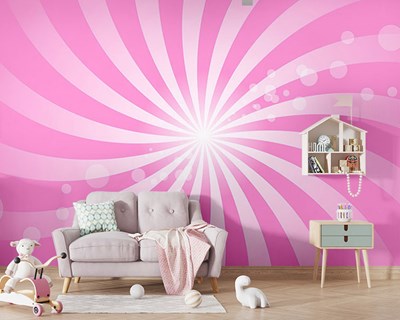 Cartoon-stijl roze straalbehang