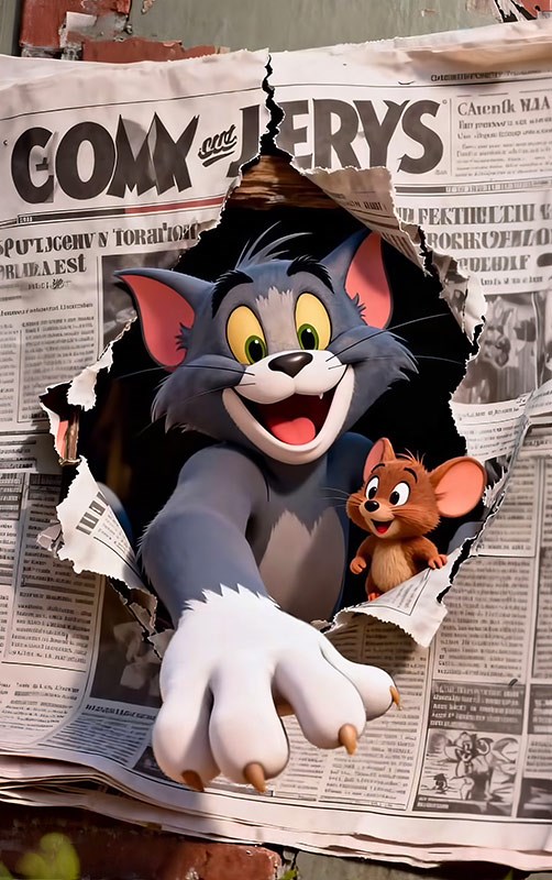 Tom en Jerry-personages behang