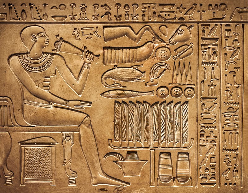 Oude Egyptische hiërogliefen reliëfbehang