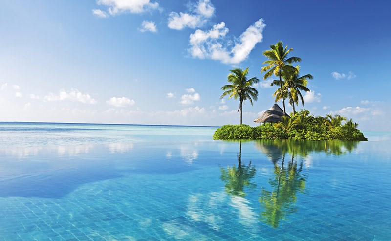 Behang met uitzicht op een tropisch eiland