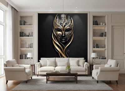 Gouden gedetailleerde gemaskerde gezichtsbehang