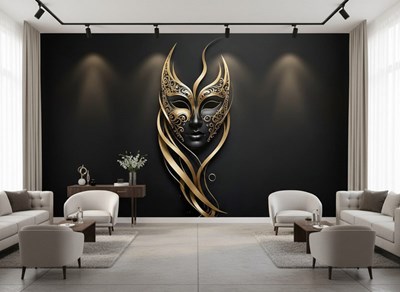 Gouden gedetailleerde gemaskerde gezichtsbehang