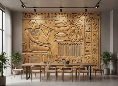 Oude Egyptische hiërogliefen reliëfbehang