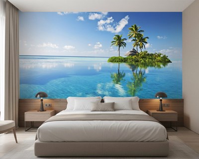 Behang met uitzicht op een tropisch eiland