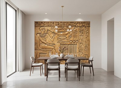 Oude Egyptische hiërogliefen reliëfbehang