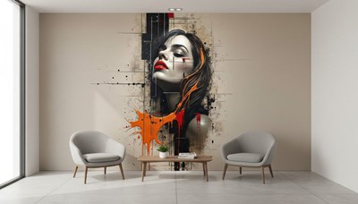 Abstract Woman Portret Behang