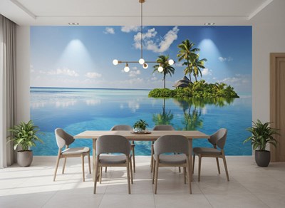 Behang met uitzicht op een tropisch eiland