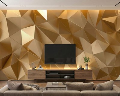 Gold gedetailleerd geometrisch patroon behang