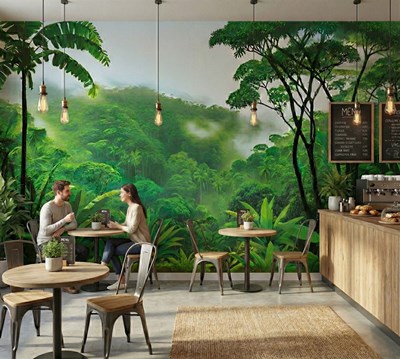 Behang met uitzicht op het tropisch regenwoud