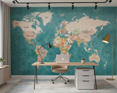 Gedetailleerde wereldkaartbehang