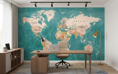 Gedetailleerde wereldkaartbehang