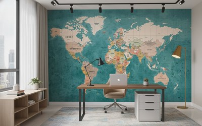 Gedetailleerde wereldkaartbehang