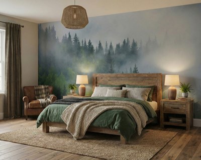 Mystieke boslandschap behangpapier