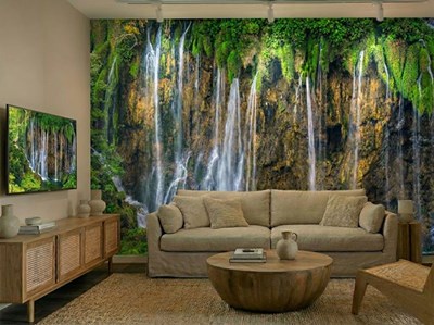 Behang met waterval- en natuurlandschap