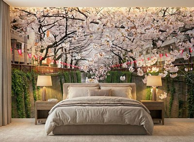 Kersenbloesemtakken Behang