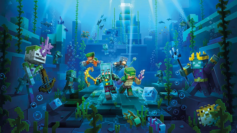 Minecraft Onderwatertempelavontuur-behang