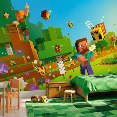 Minecraft Bijen Natuurontdekking Behang