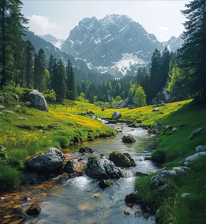 Behang met uitzicht op de Alpen