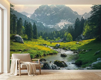 Behang met uitzicht op de Alpen