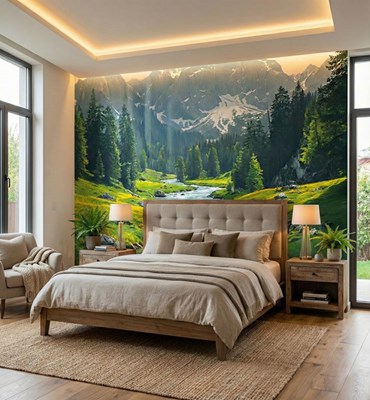 Behang met uitzicht op de Alpen