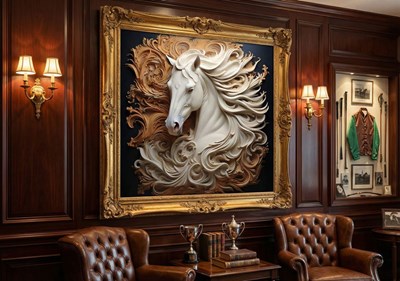3D Witte Paard Beeld Muurbehang