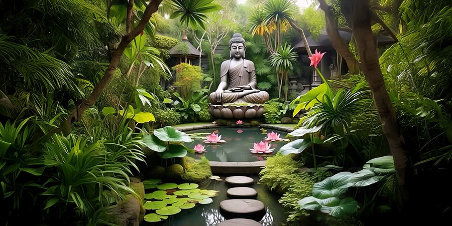 Boeddha-beeld behang 