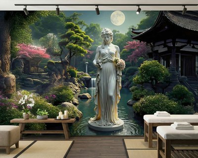 Rustgevende Zen-tuinbehang