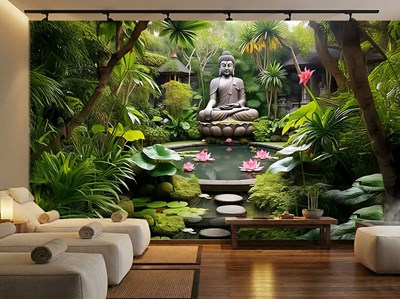 Boeddha-beeld behang 