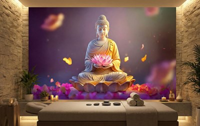 3D Boeddhabeeld Behang