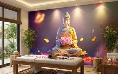 3D Boeddhabeeld Behang
