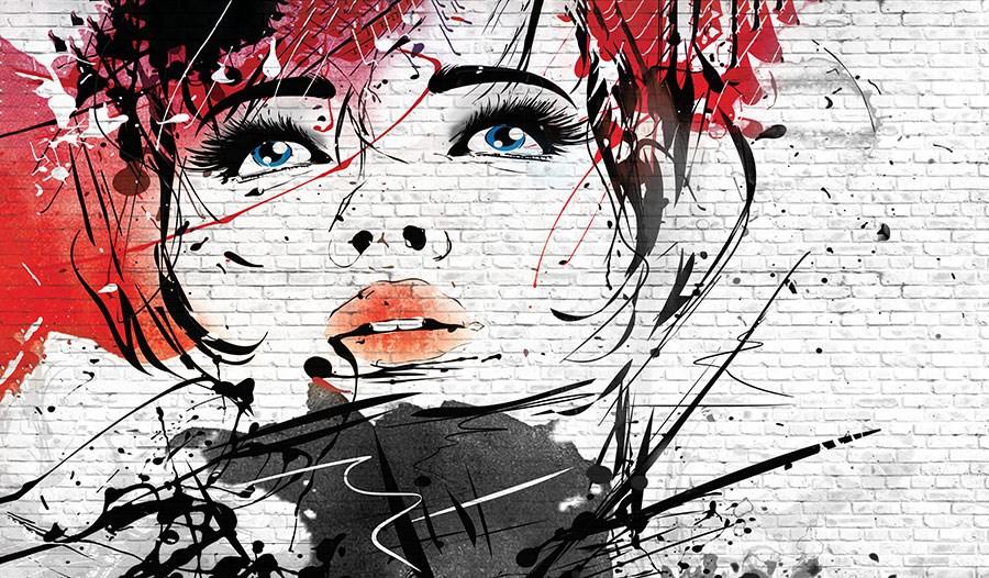 Behang met abstracte vrouwenfiguren