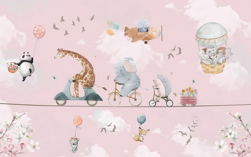 Behang met schattige dieren 