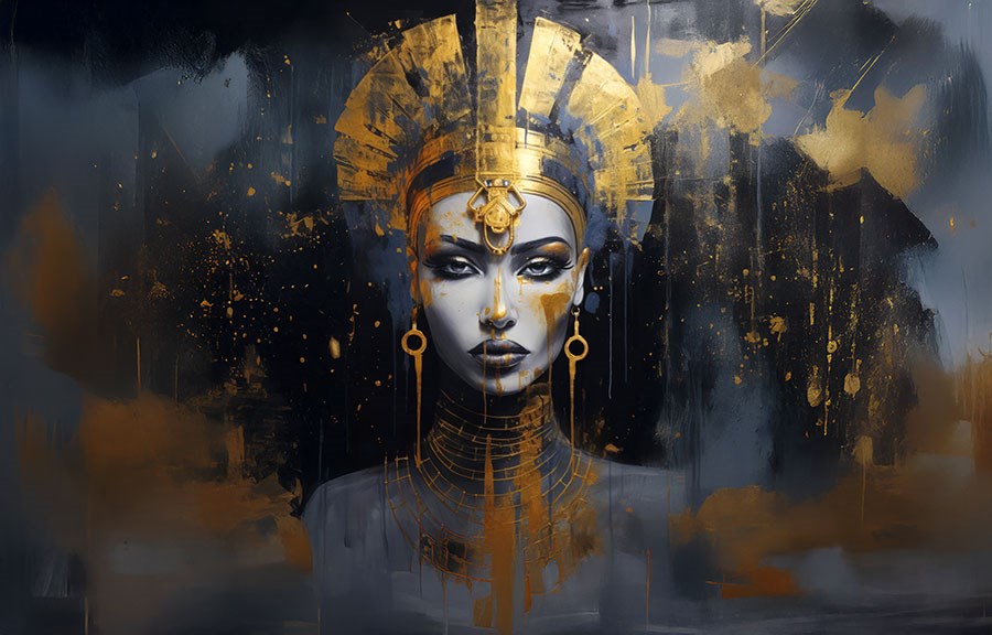 Behang met de goudharige koningin van Egypte