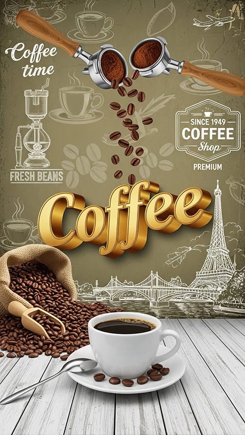 Behang voor een koffiebar