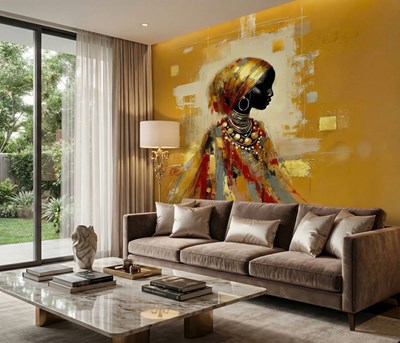 Behang met portret van een Afrikaanse vrouw