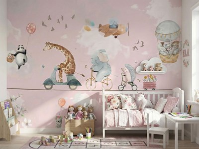 Behang met schattige dieren 