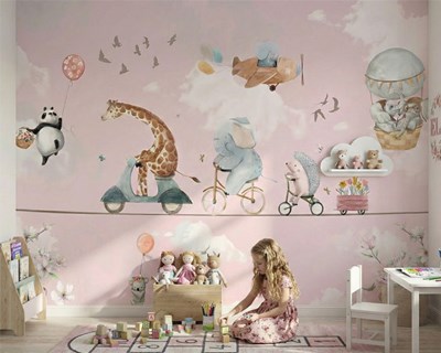 Behang met schattige dieren 