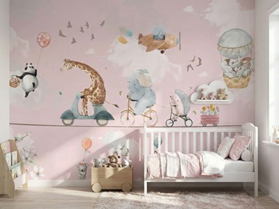 Behang met schattige dieren 