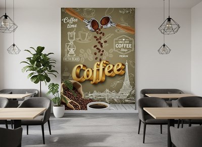 Behang voor een koffiebar